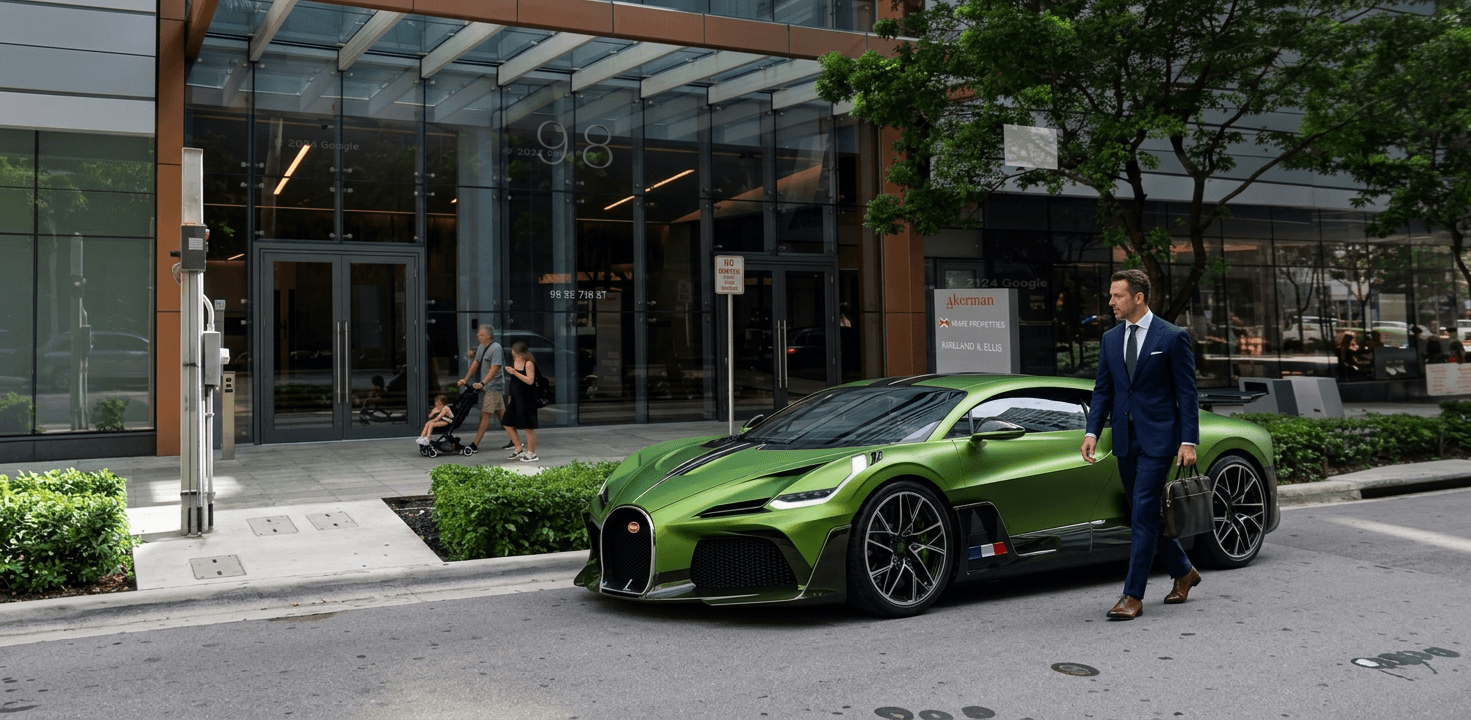 Place it in front of the building, add an entrepreneur approaching