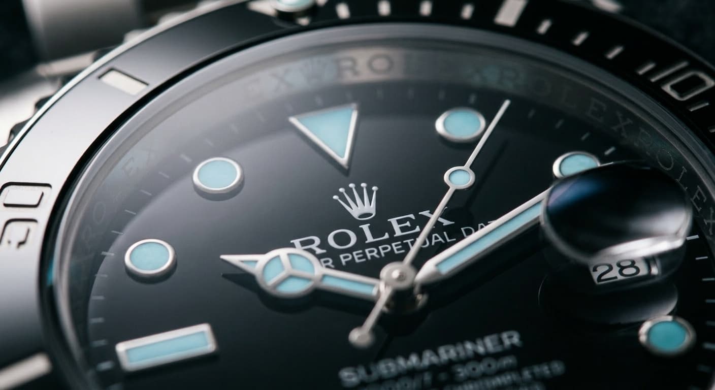 AI-generated macro product photography of a luxury watch