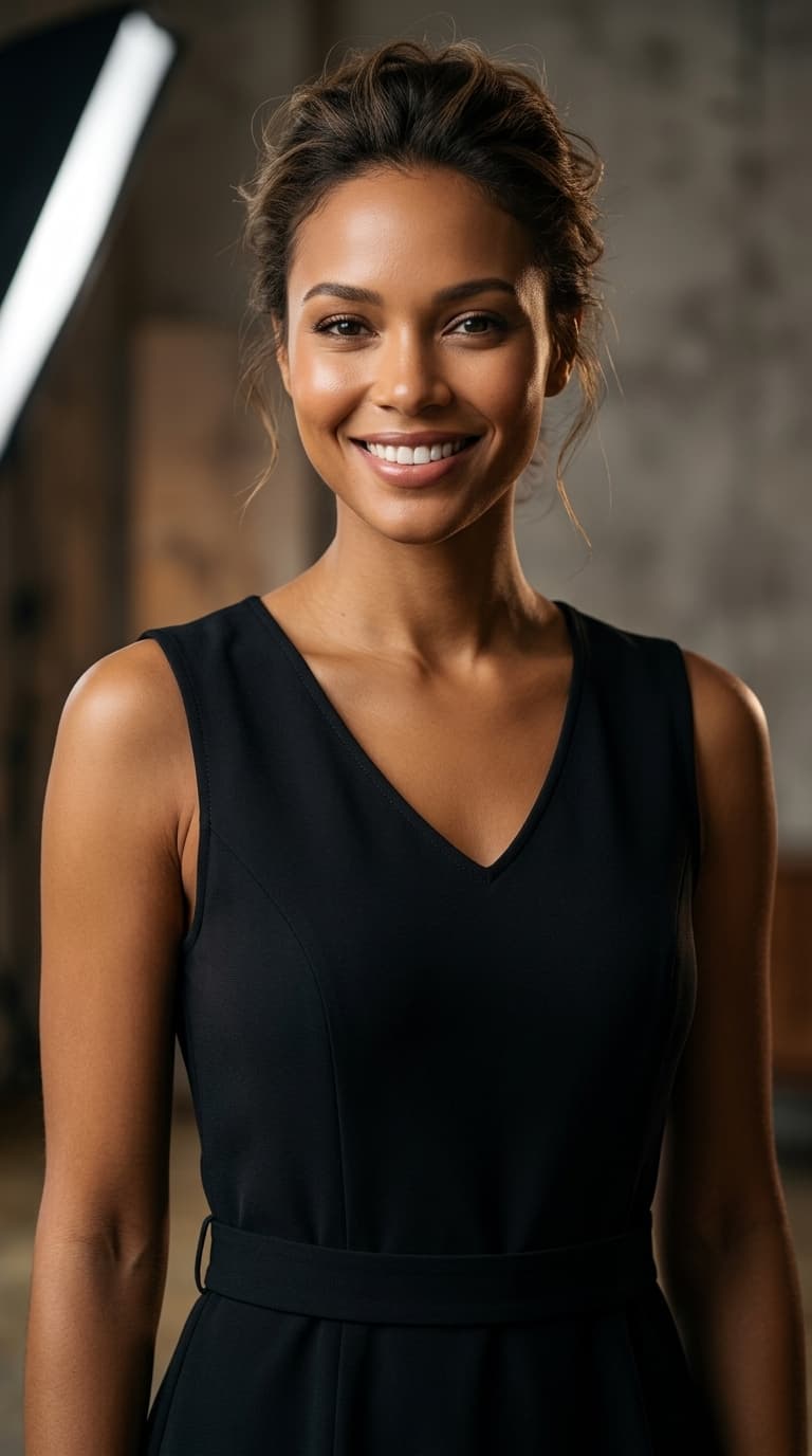 Confident woman in elegant attire